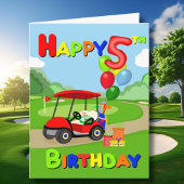 Happy 5th Birthday Red Boys Golf Kaart