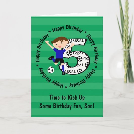 Happy 5th Birthday Round Soccer Goal Card Kaart (Voorkant)