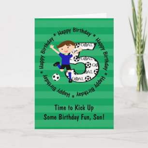 Happy 5th Birthday Round Soccer Goal Card Kaart