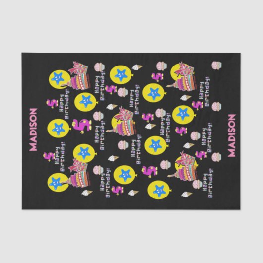 Happy 5th Birthday-weefselpaper #5 Birthday Tissuepapier (Voorkant)