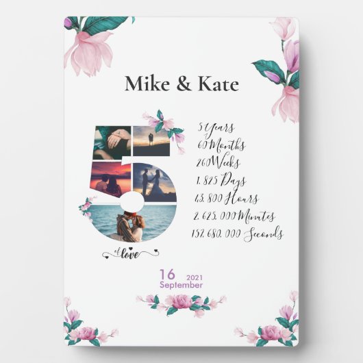 Happy 5th Jubileum, aangepaste fotocollage, graaf Fotoplaat (voorkant)