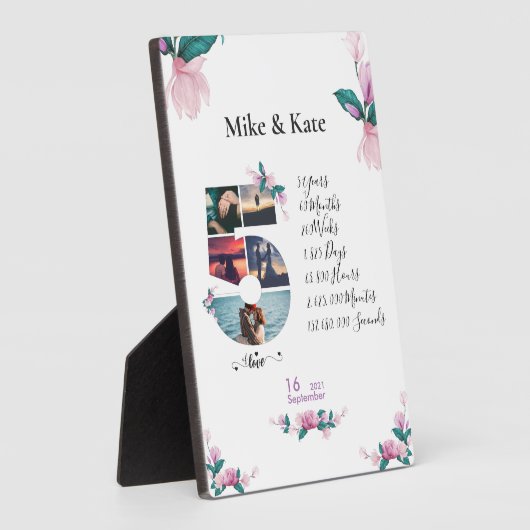 Happy 5th Jubileum, aangepaste fotocollage, graaf Fotoplaat (Zijkant)