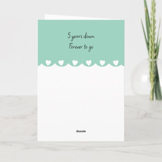 Happy 5th Jubileum bloemen groen Kaart (Achterkant)