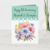 Happy 5th Jubileum bloemen groen Kaart (Voorkant)