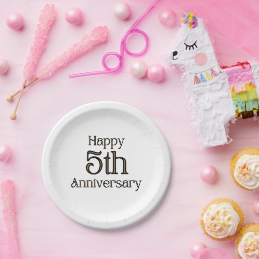 Happy 5th Jubileum Paper Borden Papieren Bordje (Feest)