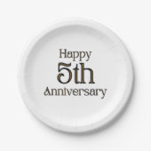 Happy 5th Jubileum Paper Borden Papieren Bordje (Voorkant)