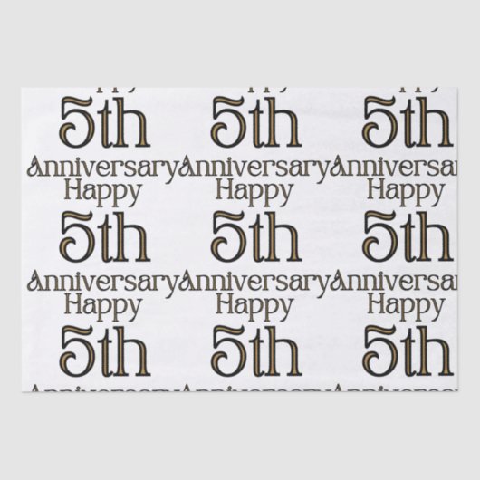 Happy 5th Jubileum Tissuepapier (Voorkant)