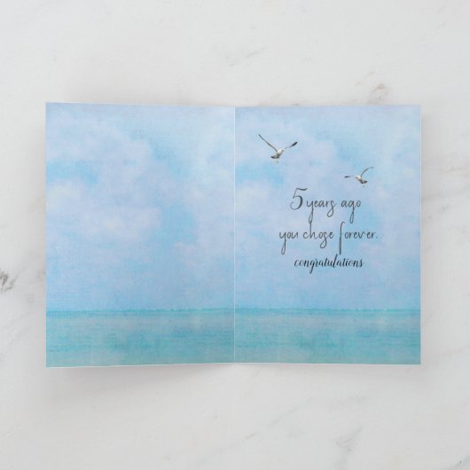 Happy 5th Jubileum Tropical Window Kaart (Binnen)