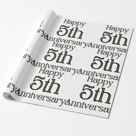 Happy 5th Jubileum Wrapping Paper Cadeaupapier (Uitgerold)