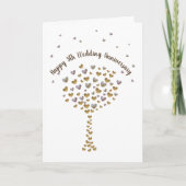 Happy 5th Wedding Anniversary, wood heart tree Kaart (Voorkant)