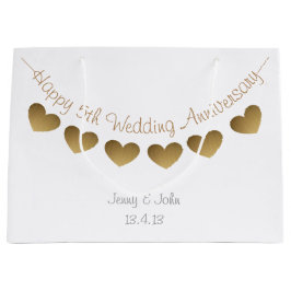 Happy 5th Wedding Jubileum, houten hartslag Groot Cadeauzakje