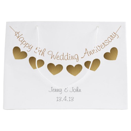 Happy 5th Wedding Jubileum, houten hartslag Groot Cadeauzakje (Voorkant)