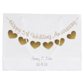 Happy 5th Wedding Jubileum, houten hartslag Groot Cadeauzakje (Achterkant)