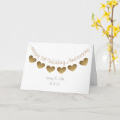 Happy 5th Wedding Jubileum, houten hartslag Kaart (Gele Bloem)