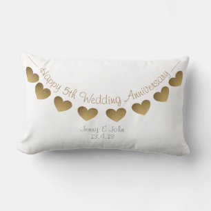 Happy 5th Wedding Jubileum, houten hartslag Kussen