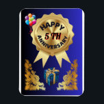 Happy 5th Wedding Jubileum Magneet<br><div class="desc">Vier vijf jaar van liefde,  groei en gekoesterde herinneringen. Op naar een reis vol geluk en nog veel meer mooie momenten."</div>