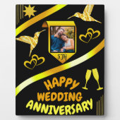 Happy 5th Wedding Jubileum Zwart & Goud Modern Fotoplaat (Voorkant)