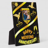 Happy 5th Wedding Jubileum Zwart & Goud Modern Fotoplaat (Zijkant)