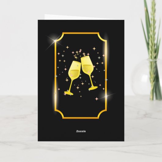 Happy 5th Wedding Jubileum Zwart & Goud Modern Kaart (Achterkant)