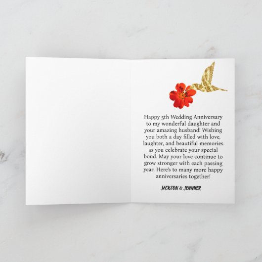 Happy 5th Wedding Jubileum Zwart & Goud Modern Kaart (Binnen)