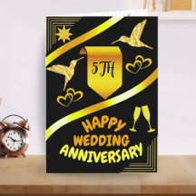 Happy 5th Wedding Jubileum Zwart & Goud Modern