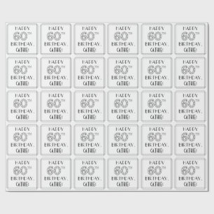 HAPPY 60TH BIRTHDAY; Art Deco Style; aangepaste na Cadeaupapier