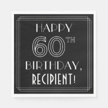 HAPPY 60TH BIRTHDAY; Art Deco Style; aangepaste na