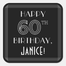 HAPPY 60TH BIRTHDAY; Art Deco Style; aangepaste na