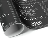 HAPPY 60TH BIRTHDAY; Art Deco Style met aangepaste Cadeaupapier (Rol Hoek)