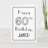 Happy 60th Birthday, Art Deco Style met aangepaste Kaart (Voorkant)