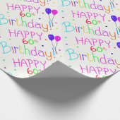 Happy 60th Birthday-ballonnen Cadeaupapier (Hoek)