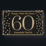 Happy 60th Birthday Banner Black en Gold Glitter<br><div class="desc">Happy 60th Birthday Banner Black en Gold Glitter Confetti. Afdrukbaar digitaal. Voor verdere aanpassing,  te klikken gelieve de knoop "van de Aanpassing het"en ons ontwerphulpmiddel te gebruiken om deze sjabloon te wijzigen.</div>