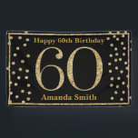 Happy 60th Birthday Banner Black en Gold Glitter<br><div class="desc">Happy 60th Birthday Banner Black en Gold Glitter Confetti. Afdrukbaar digitaal. Voor verdere aanpassing,  te klikken gelieve de knoop "van de Aanpassing het"en ons ontwerphulpmiddel te gebruiken om deze sjabloon te wijzigen.</div>