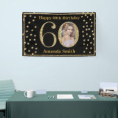 Happy 60th Birthday Banner Black en Gold Photo (Beurs)