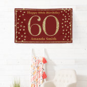 Happy 60th Birthday Banner Burgundy Red Gold (Insitu)