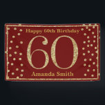 Happy 60th Birthday Banner Burgundy Red Gold<br><div class="desc">Fijne 60ste verjaardag Banner Burgundy Red en Gold Glitter Confetti. Afdrukbaar digitaal. Voor verdere aanpassing,  te klikken gelieve de knoop "van de Aanpassing het"en ons ontwerphulpmiddel te gebruiken om deze sjabloon te wijzigen.</div>