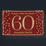 Happy 60th Birthday Banner Burgundy Red Gold<br><div class="desc">Fijne 60ste verjaardag Banner Burgundy Red en Gold Glitter Confetti. Afdrukbaar digitaal. Voor verdere aanpassing,  te klikken gelieve de knoop "van de Aanpassing het"en ons ontwerphulpmiddel te gebruiken om deze sjabloon te wijzigen.</div>