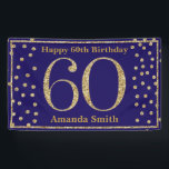 Happy 60th Birthday Banner Navy Blue Gold Glitter<br><div class="desc">Fijne 60ste verjaardag Banner Navy Blue en Gold Glitter Confetti. Afdrukbaar digitaal. Voor verdere aanpassing,  te klikken gelieve de knoop "van de Aanpassing het"en ons ontwerphulpmiddel te gebruiken om deze sjabloon te wijzigen.</div>