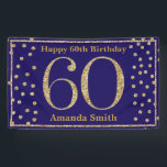 Happy 60th Birthday Banner Navy Blue Gold Glitter<br><div class="desc">Fijne 60ste verjaardag Banner Navy Blue en Gold Glitter Confetti. Afdrukbaar digitaal. Voor verdere aanpassing,  te klikken gelieve de knoop "van de Aanpassing het"en ons ontwerphulpmiddel te gebruiken om deze sjabloon te wijzigen.</div>