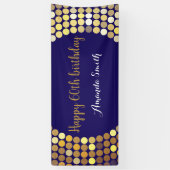 Happy 60th Birthday Banner Navy Blue Gold Glitter (Verticaal)