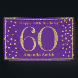 Happy 60th Birthday Banner Paars en Gold Glitter<br><div class="desc">Fijne 60ste verjaardag Banner Paars en Gold Glitter Confetti. Afdrukbaar digitaal. Voor verdere aanpassing,  te klikken gelieve de knoop "van de Aanpassing het"en ons ontwerphulpmiddel te gebruiken om deze sjabloon te wijzigen.</div>