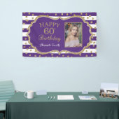 Happy 60th Birthday Banner Paars Gold Photo (Beurs)