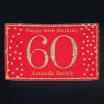 Happy 60th Birthday Banner Red en Gold Glitter<br><div class="desc">Fijne 60ste verjaardag Banner Red en Gold Glitter Confetti. Afdrukbaar digitaal. Voor verdere aanpassing,  te klikken gelieve de knoop "van de Aanpassing het"en ons ontwerphulpmiddel te gebruiken om deze sjabloon te wijzigen.</div>