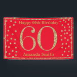 Happy 60th Birthday Banner Red en Gold Glitter<br><div class="desc">Fijne 60ste verjaardag Banner Red en Gold Glitter Confetti. Afdrukbaar digitaal. Voor verdere aanpassing,  te klikken gelieve de knoop "van de Aanpassing het"en ons ontwerphulpmiddel te gebruiken om deze sjabloon te wijzigen.</div>