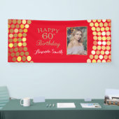 Happy 60th Birthday Banner Red en Gold Photo (Beurs)