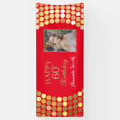 Happy 60th Birthday Banner Red en Gold Photo (Verticaal)