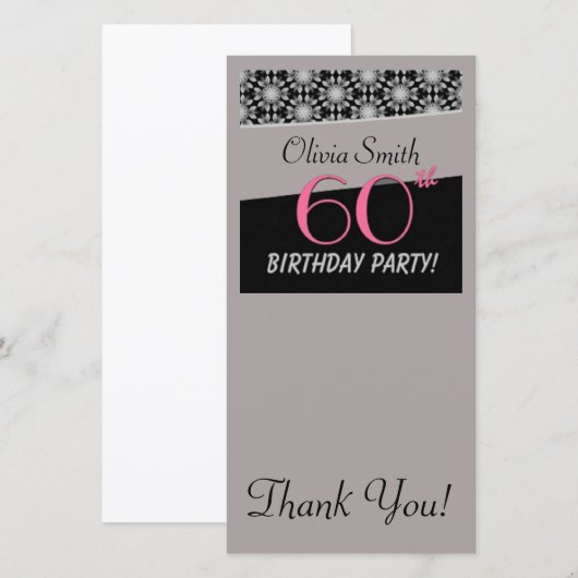 Happy 60th Birthday Bedankkaart (Voorkant / Achterkant)