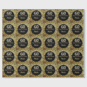Happy 60th Birthday Black en Gold Glitter Cadeaupapier (Vlak)