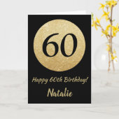 Happy 60th Birthday Black en Gold Glitter Card Kaart (Gele Bloem)