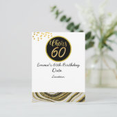 Happy 60th Birthday Black en Gold-thema Briefkaart (Staand voorkant)